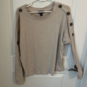 Button Sleeve Tan Sweater